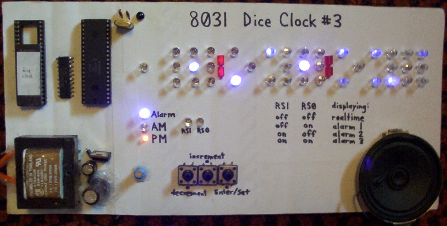 PIC16C57 microcontroller dice clock
